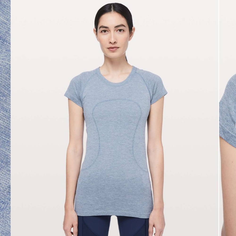 Lululemon Swiftly Tech Short Sleeve Sparkle
Gatsby Blue/White/Silver Size 12